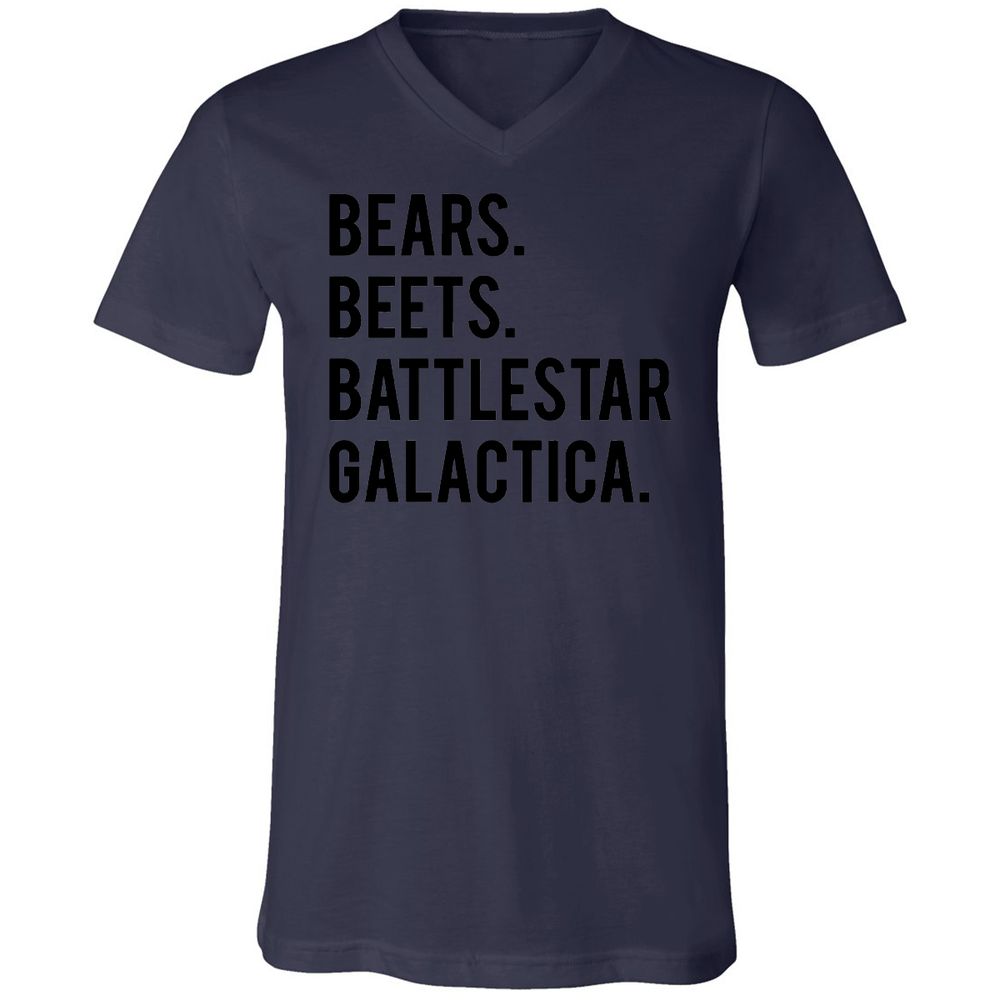 Unisex V-Neck T-Shirt - V7HFS8ZH - Navy - 2