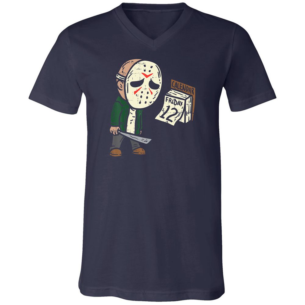Unisex V-Neck T-Shirt - W1U9XN6D - Navy - 2