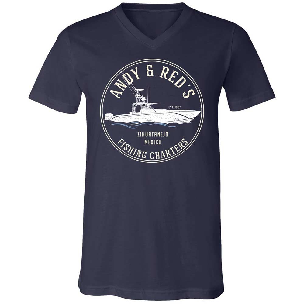 Unisex V-Neck T-Shirt - UP7ZFRMP - Navy - 2
