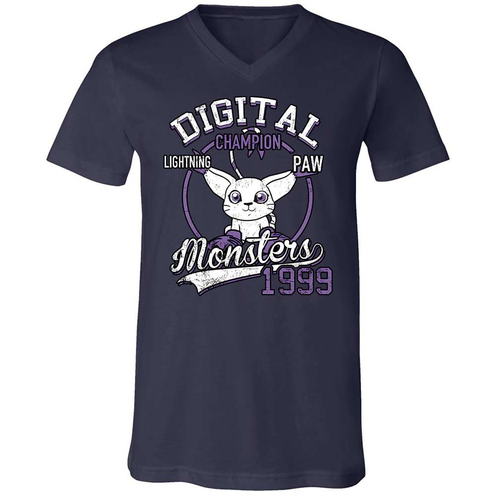 Unisex V-Neck T-Shirt - PQGXRYLZ - Navy - 2