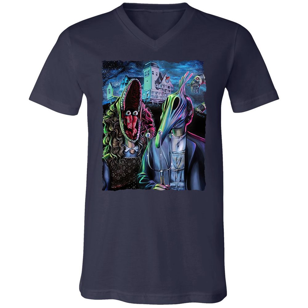 Unisex V-Neck T-Shirt - W5AT9T8Q - Navy - 2