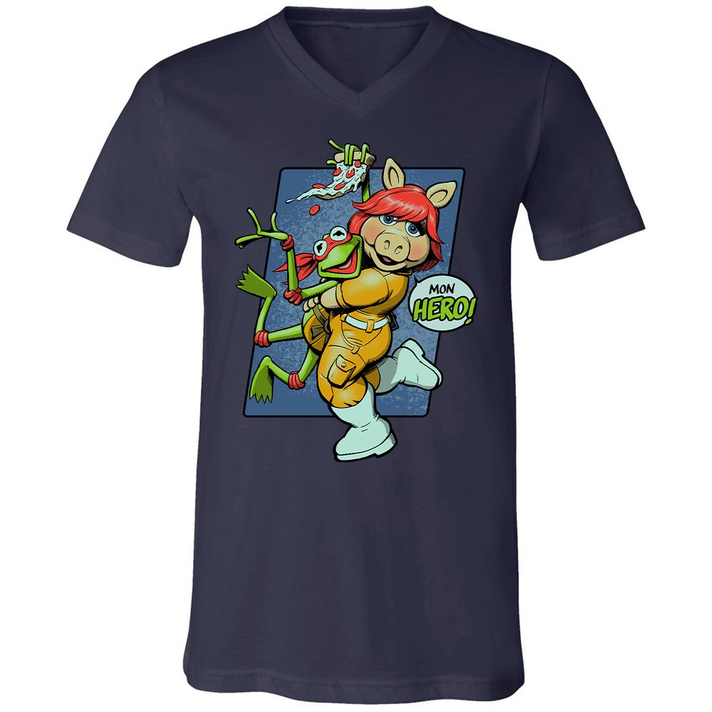 Unisex V-Neck T-Shirt - 2HK7NM37 - Navy - 2