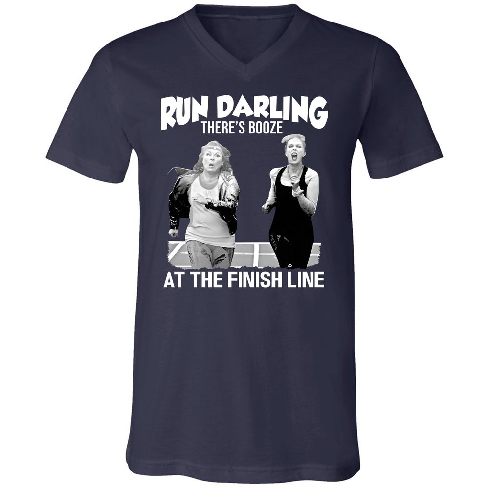 Run Darling Unisex V-Neck T-Shirt - Navy - 2