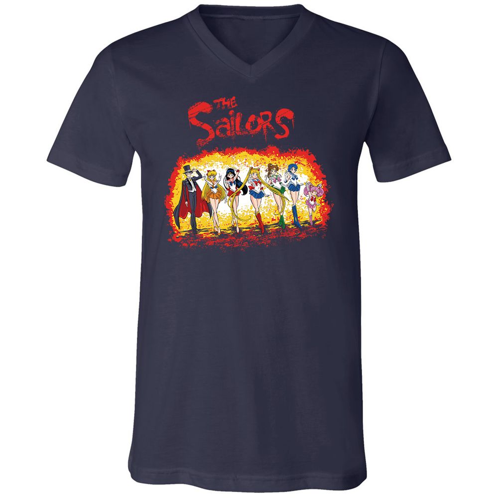 Unisex V-Neck T-Shirt - TJEQEL99 - Navy - 2
