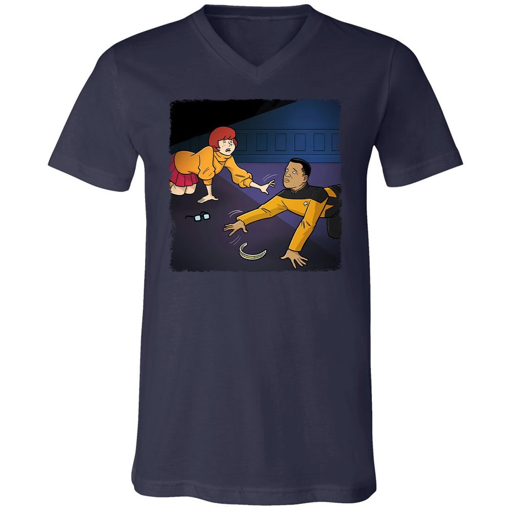 Unisex V-Neck T-Shirt - 5JJW8L6F - Navy - 2