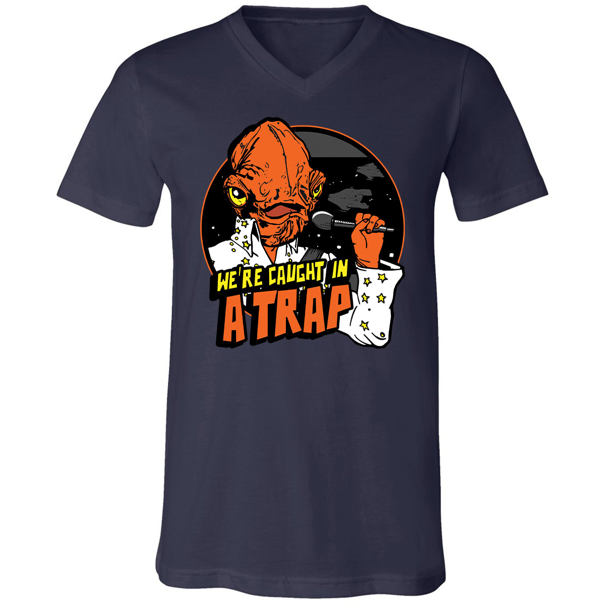 Unisex V-Neck T-Shirt - QXH12TQ2 - Navy - 2