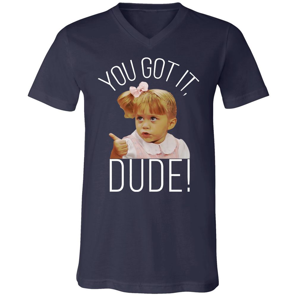 Unisex V-Neck T-Shirt - R96VH3GD - Navy - 2
