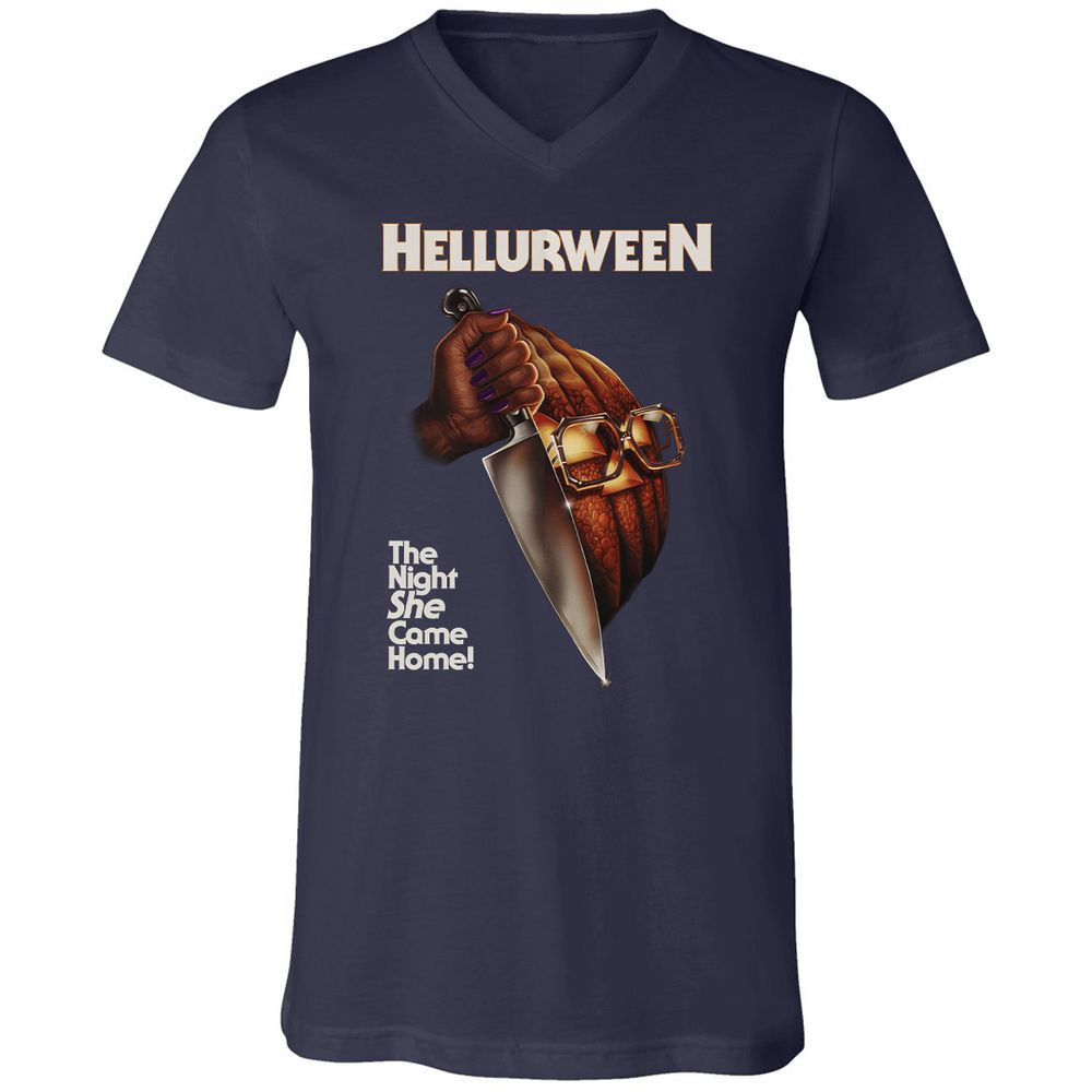 Unisex V-Neck T-Shirt - DZZT4R4M - Navy - 2