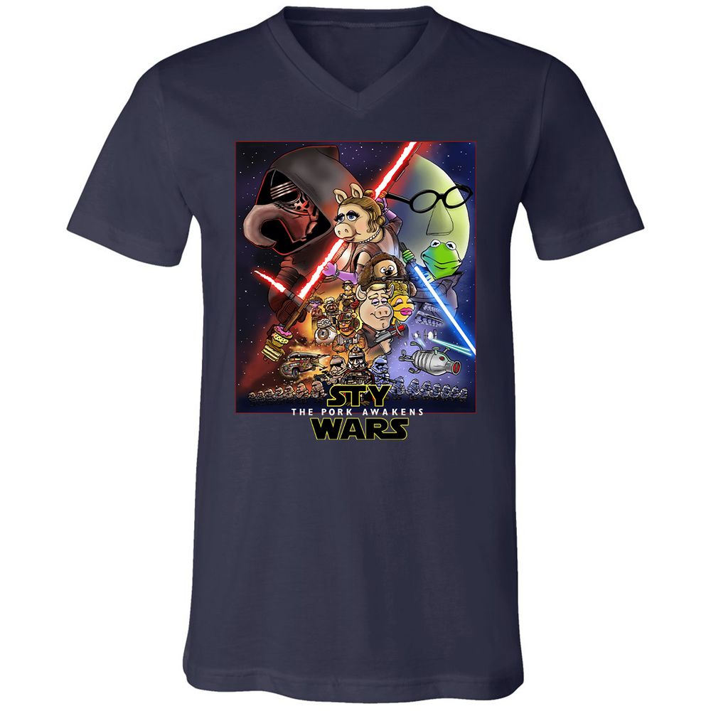 Unisex V-Neck T-Shirt - TKRUB669 - Navy - 2