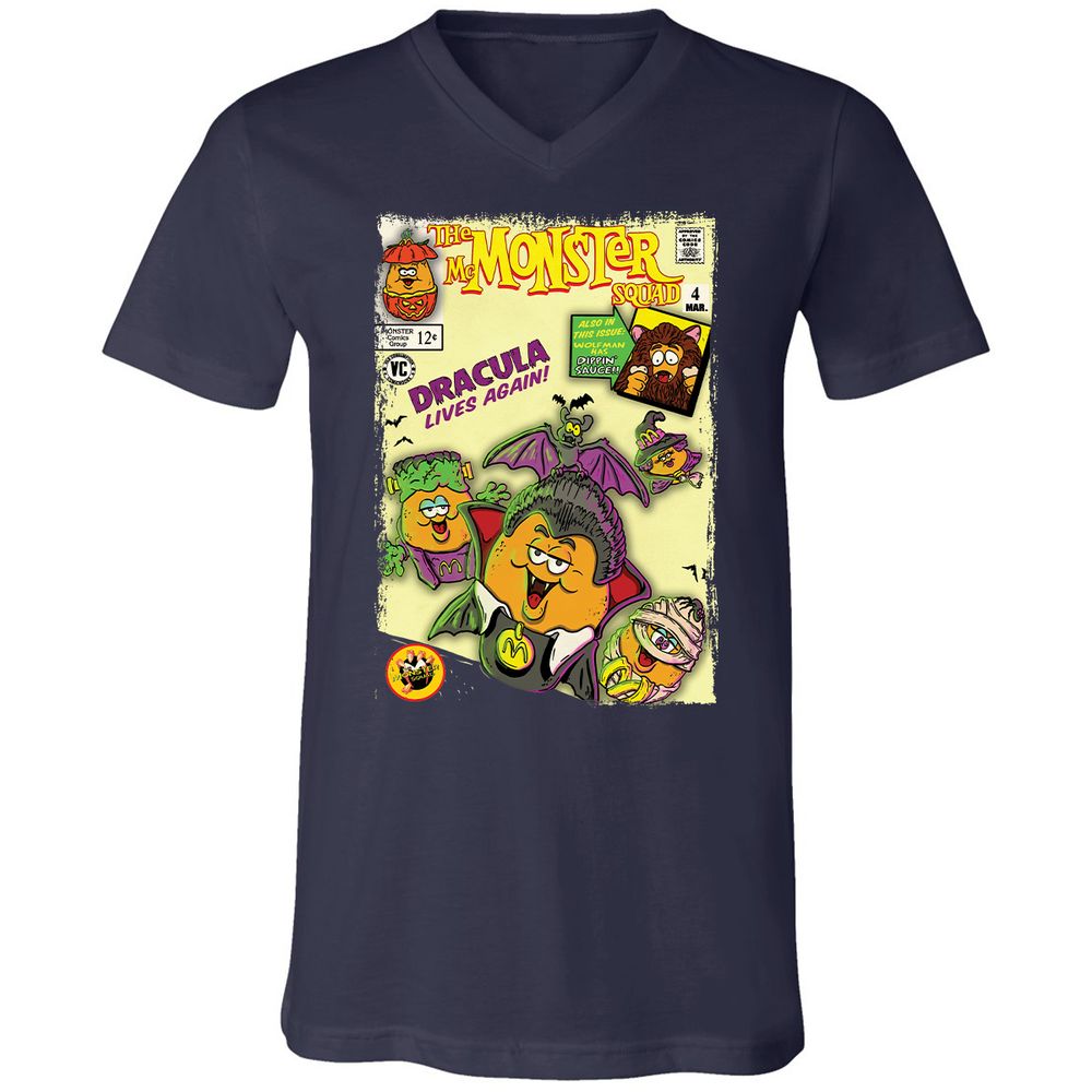 Unisex V-Neck T-Shirt - FUSW7T6Q - Navy - 2