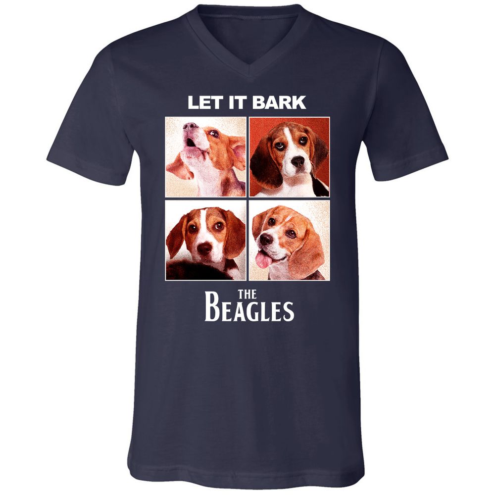 Unisex V-Neck T-Shirt - FDXZ7E8W - Navy - 2
