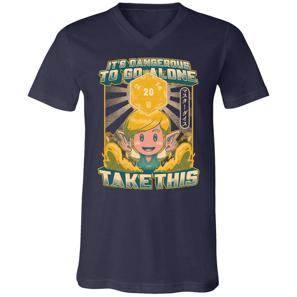 Unisex V-Neck T-Shirt - 8BF4HHJ8 - Navy - 2