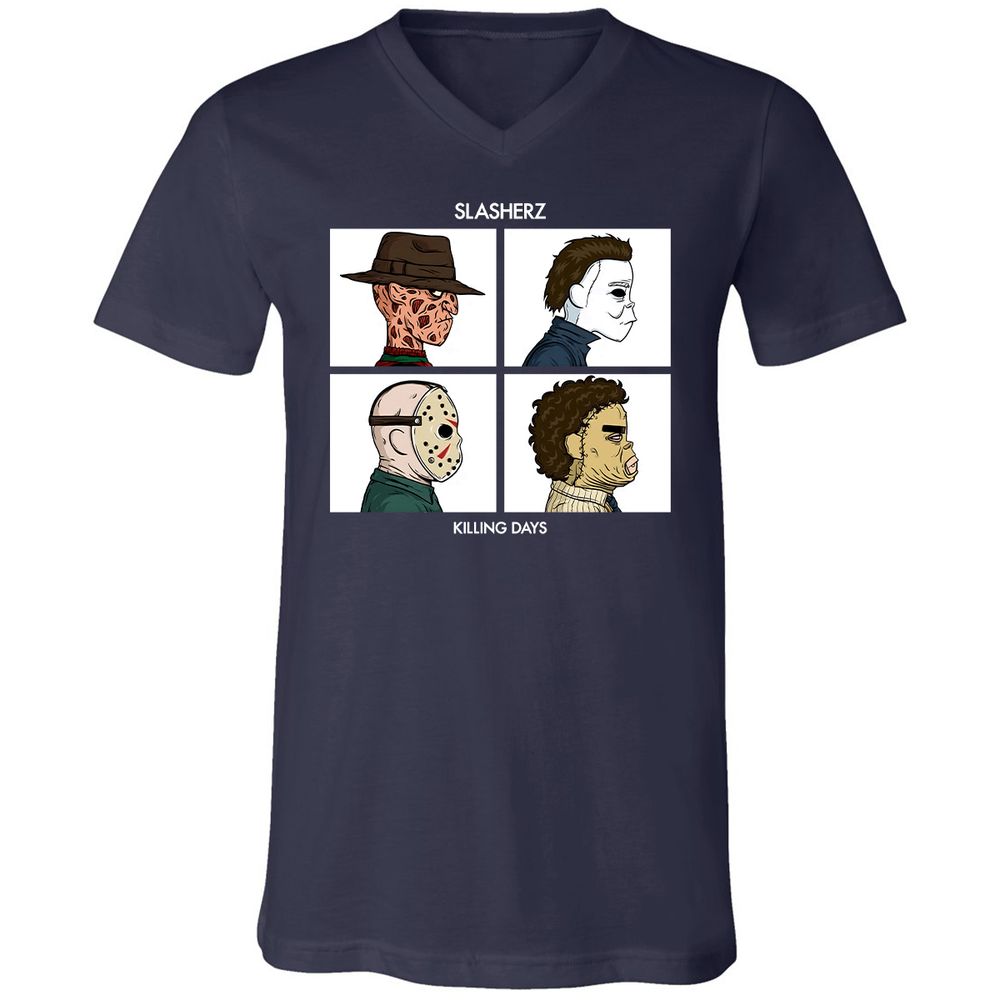 Unisex V-Neck T-Shirt - D9KU5CVK - Navy - 2