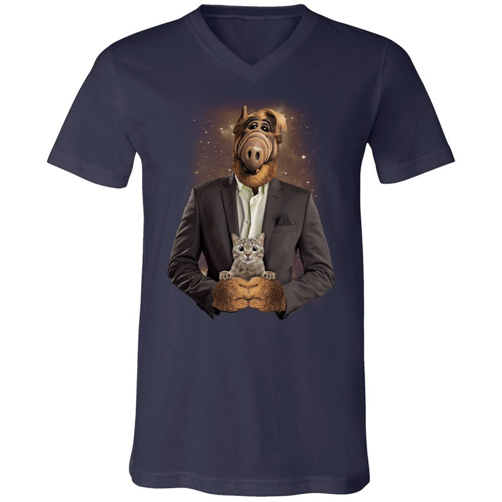 Unisex V-Neck T-Shirt - RHFGZGKW - Navy - 2