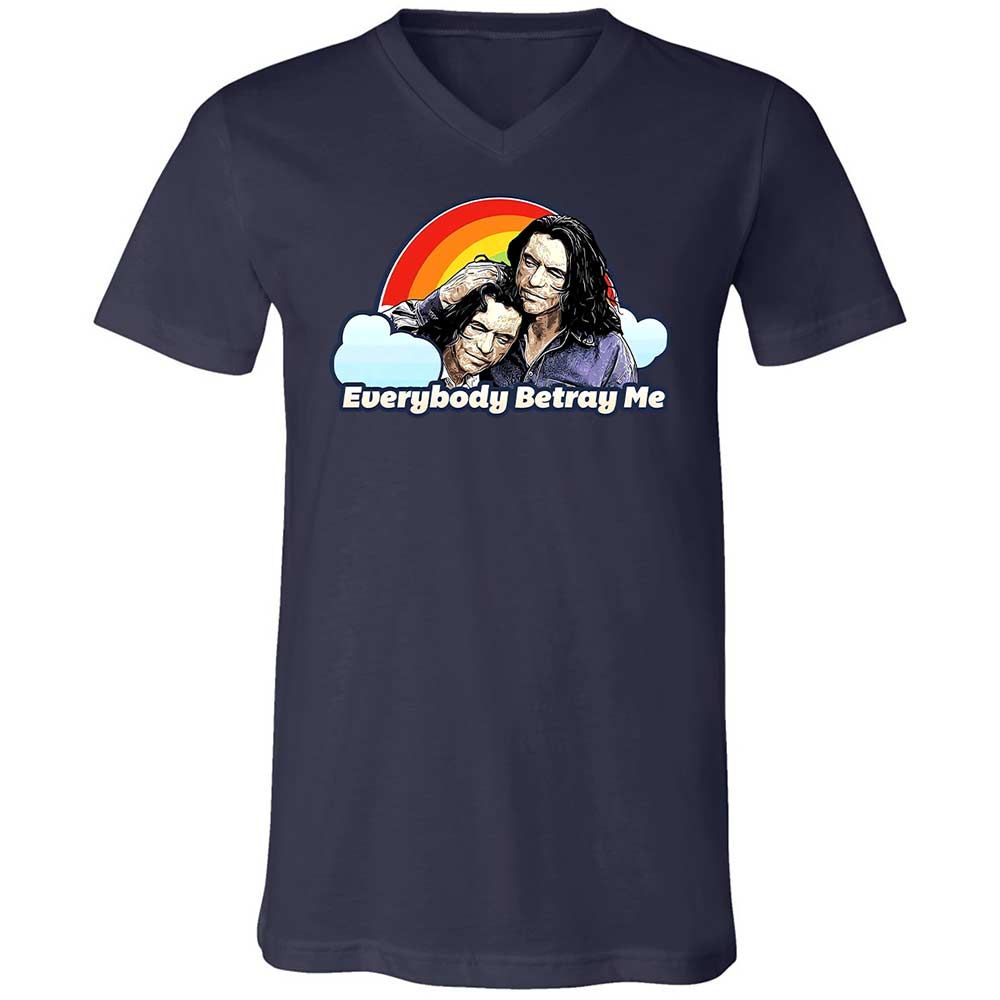 Unisex V-Neck T-Shirt - CZCXWZ7F - Navy - 2