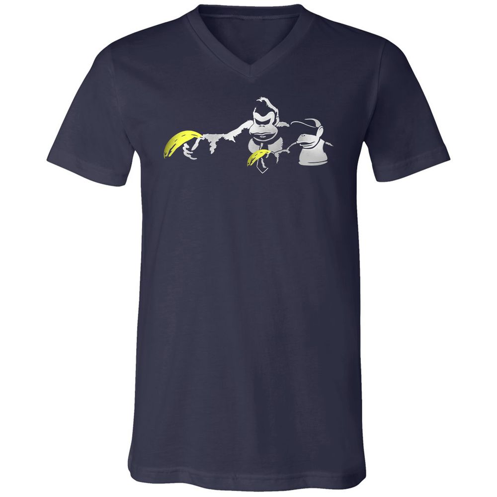 Unisex V-Neck T-Shirt - 34S5D4XQ - Navy - 2