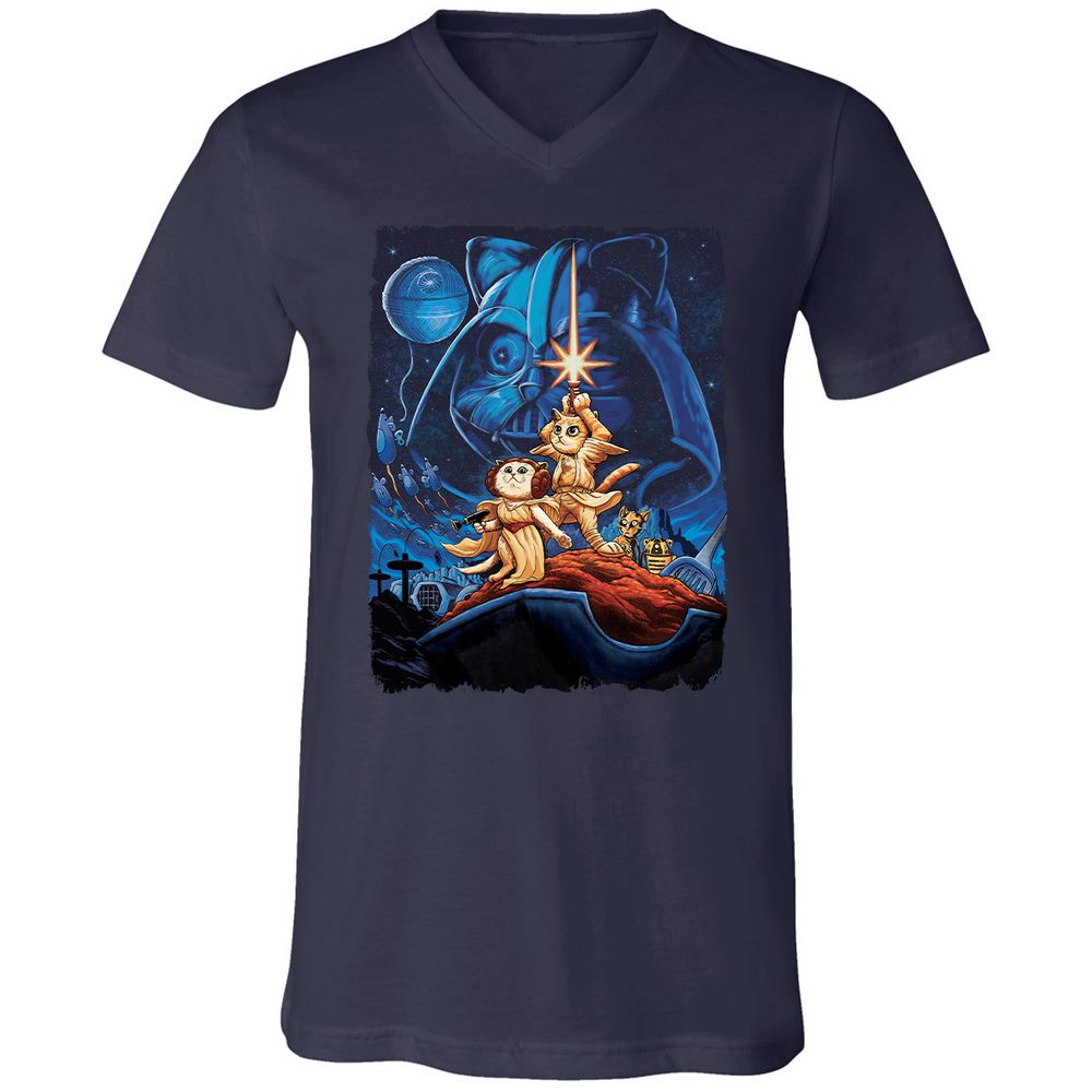 Unisex V-Neck T-Shirt - B71DVW8Z - Navy - 2