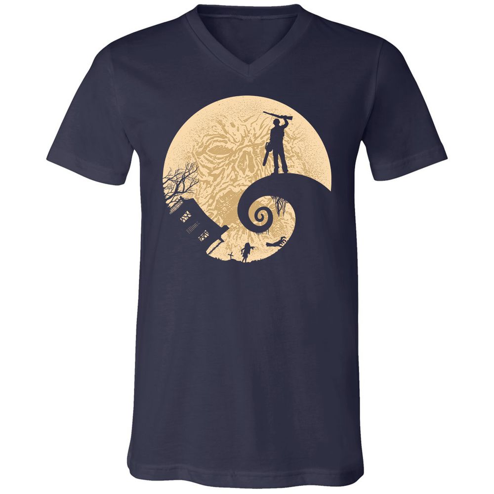 Unisex V-Neck T-Shirt - ERFUVQDL - Navy - 2