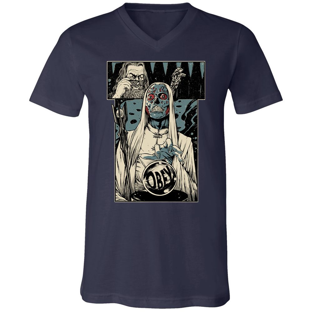Unisex V-Neck T-Shirt - 51F7Z5GG - Navy - 2