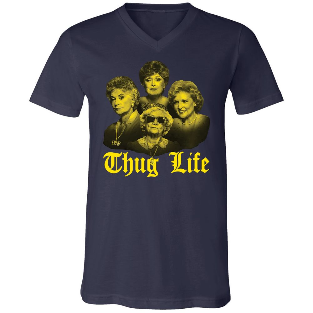 Unisex V-Neck T-Shirt - C59D8Y44 - Navy - 2