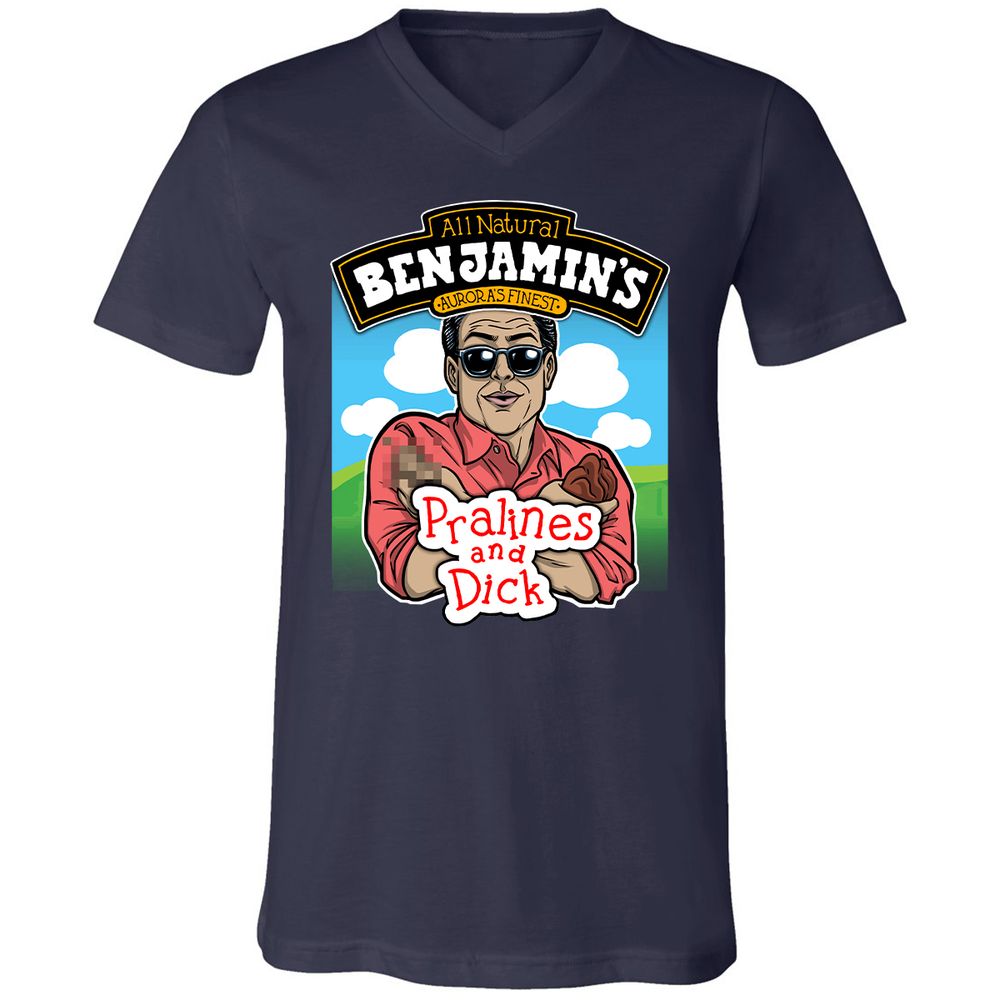 Unisex V-Neck T-Shirt - PN6APKQX - Navy - 2