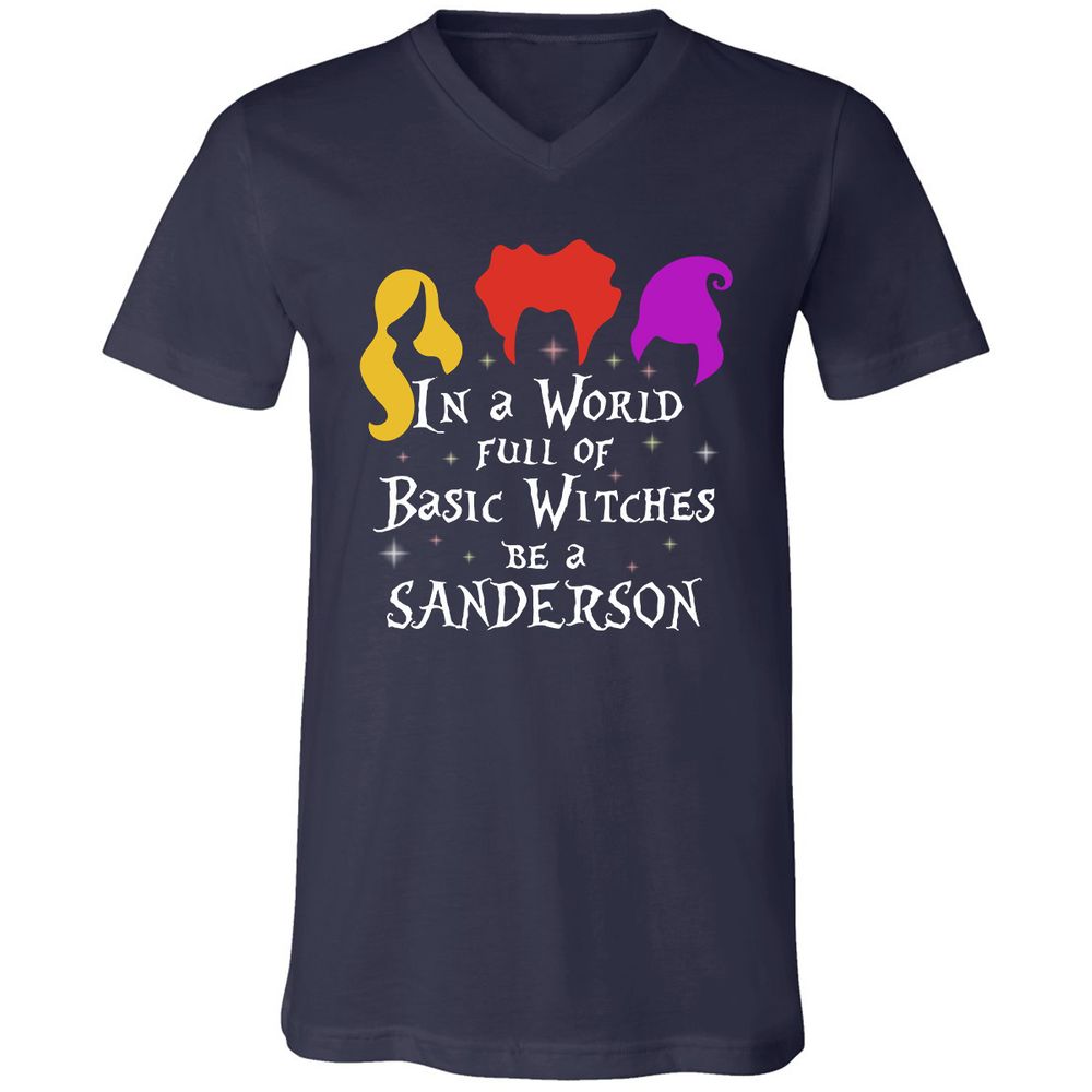 Unisex V-Neck T-Shirt - HUSEQHXB - Navy - 2