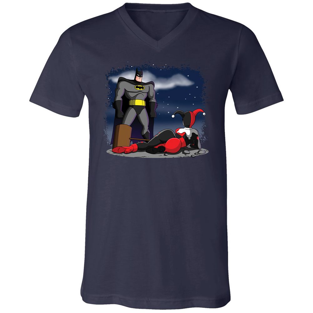 Unisex V-Neck T-Shirt - 53UP6J9Y - Navy - 2