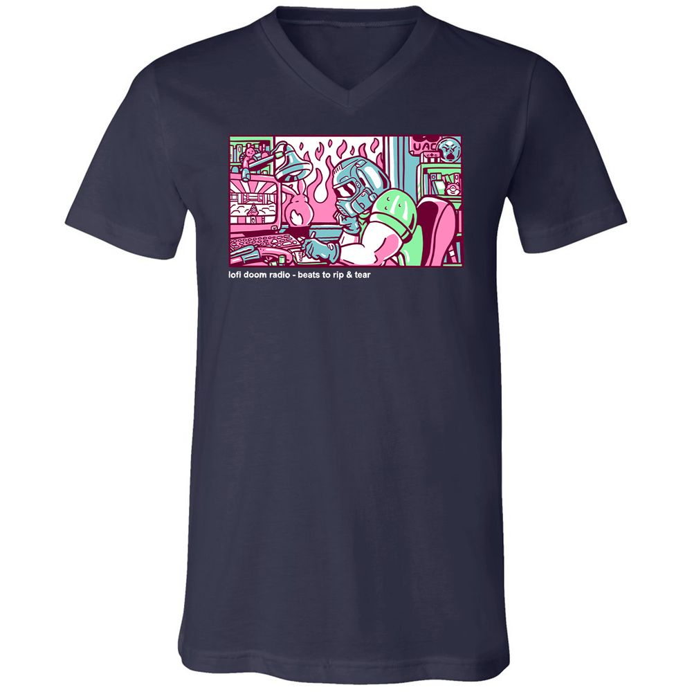 Unisex V-Neck T-Shirt - TUNX2Q7A - Navy - 2