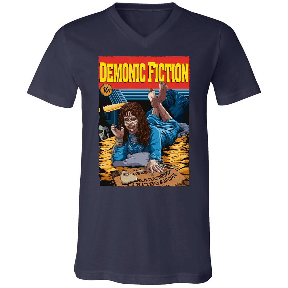 Unisex V-Neck T-Shirt - L3DKFL9Y - Navy - 2