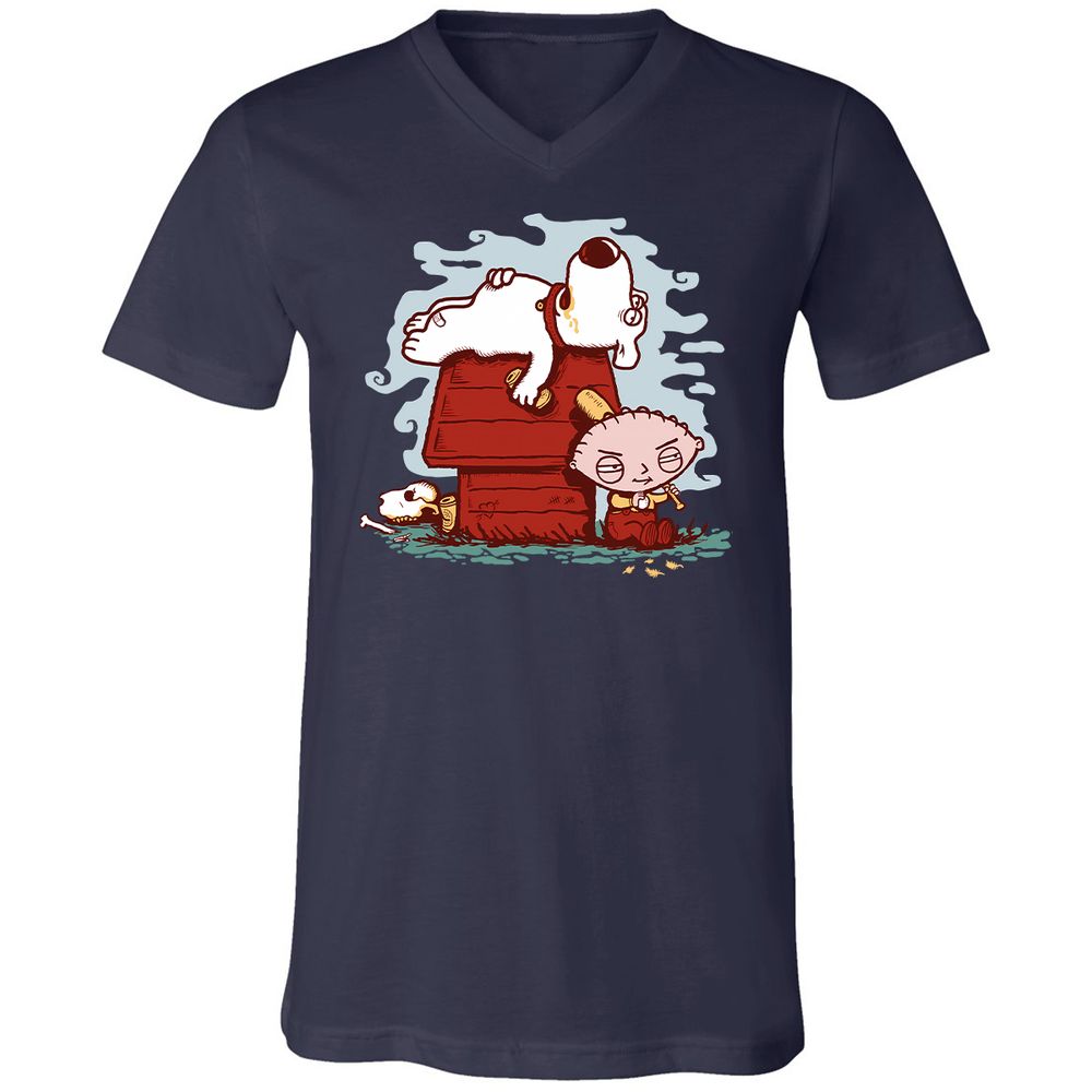 Unisex V-Neck T-Shirt - DE8JU9S1 - Navy - 2