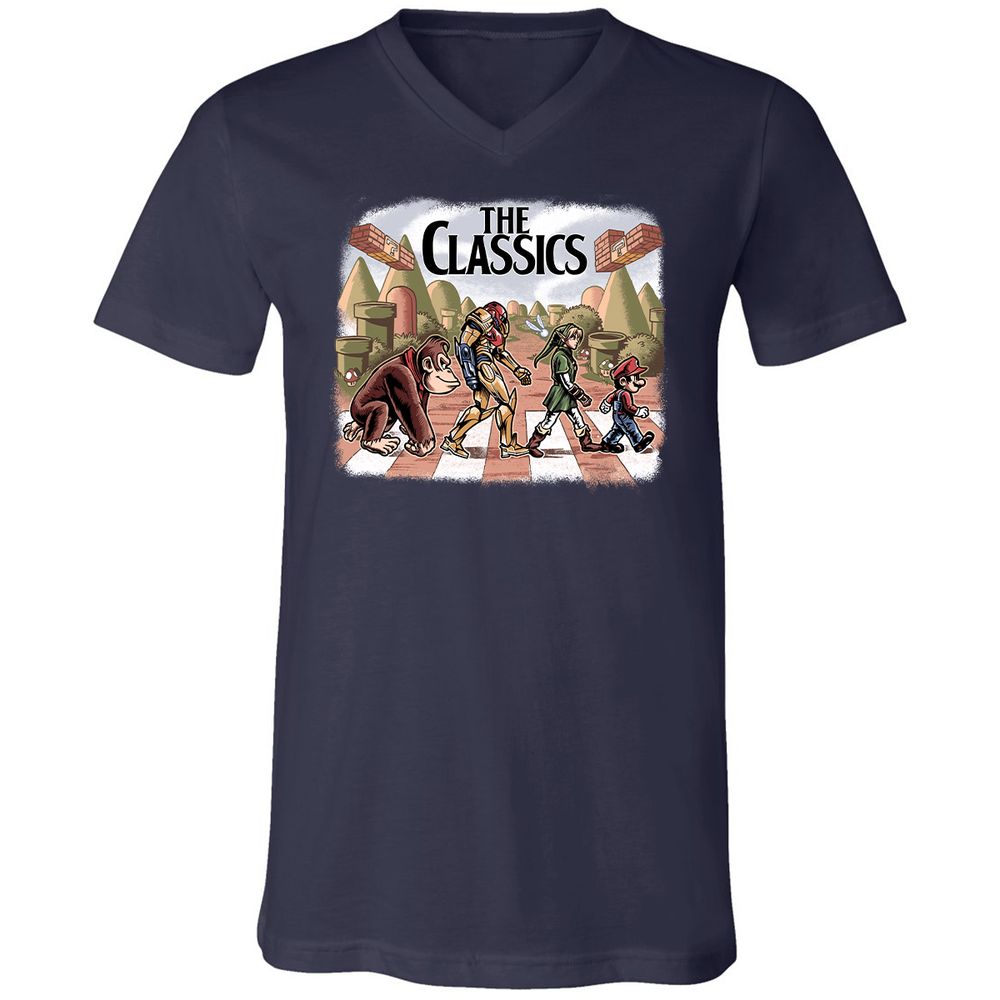 Unisex V-Neck T-Shirt - S9NRU7DJ - Navy - 2