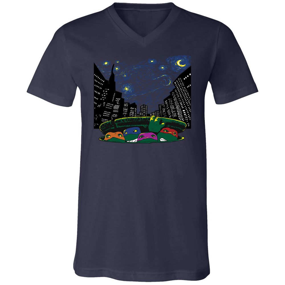 Unisex V-Neck T-Shirt - RBDQT7AU - Navy - 2