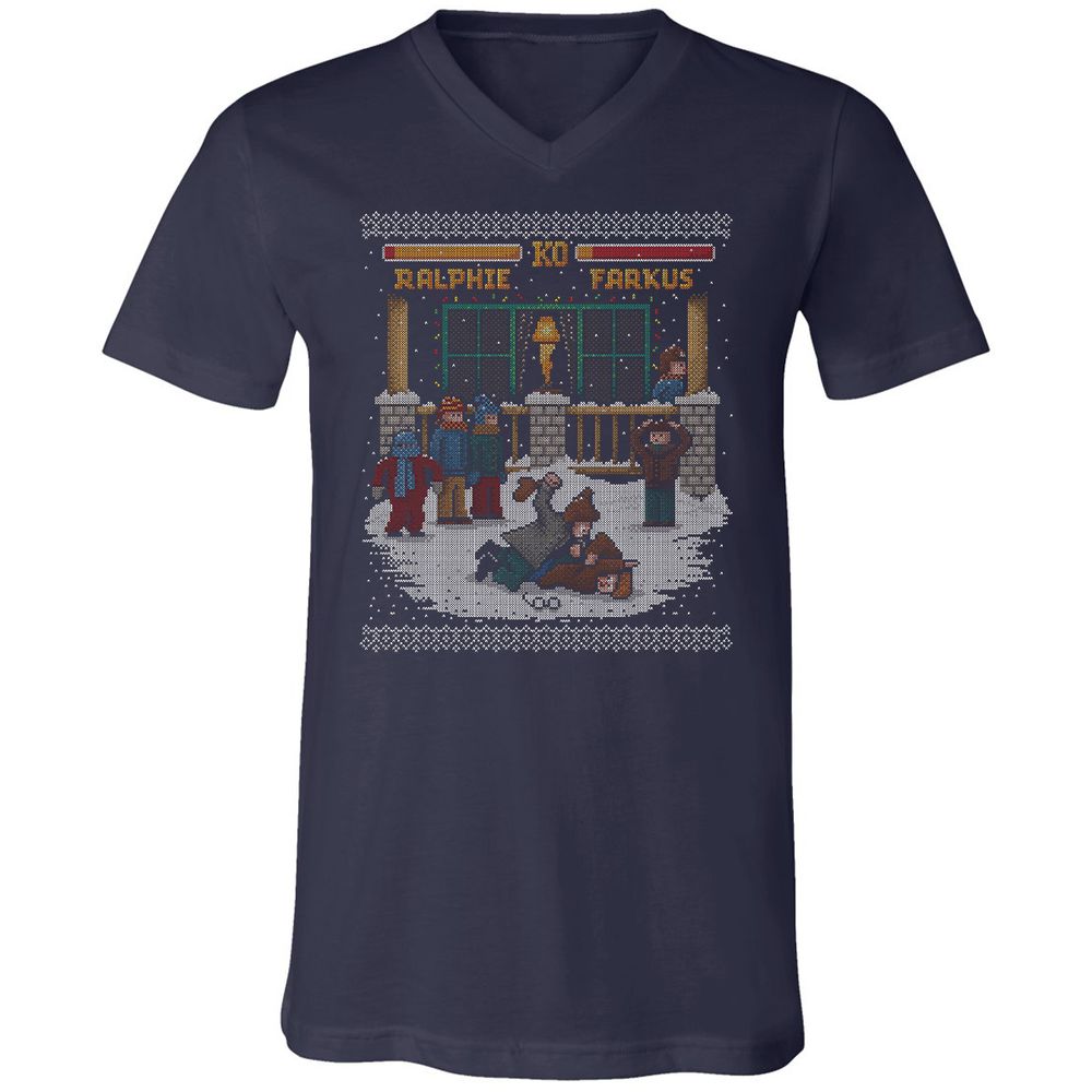 Unisex V-Neck T-Shirt - F73Y6UVA - Navy - 2
