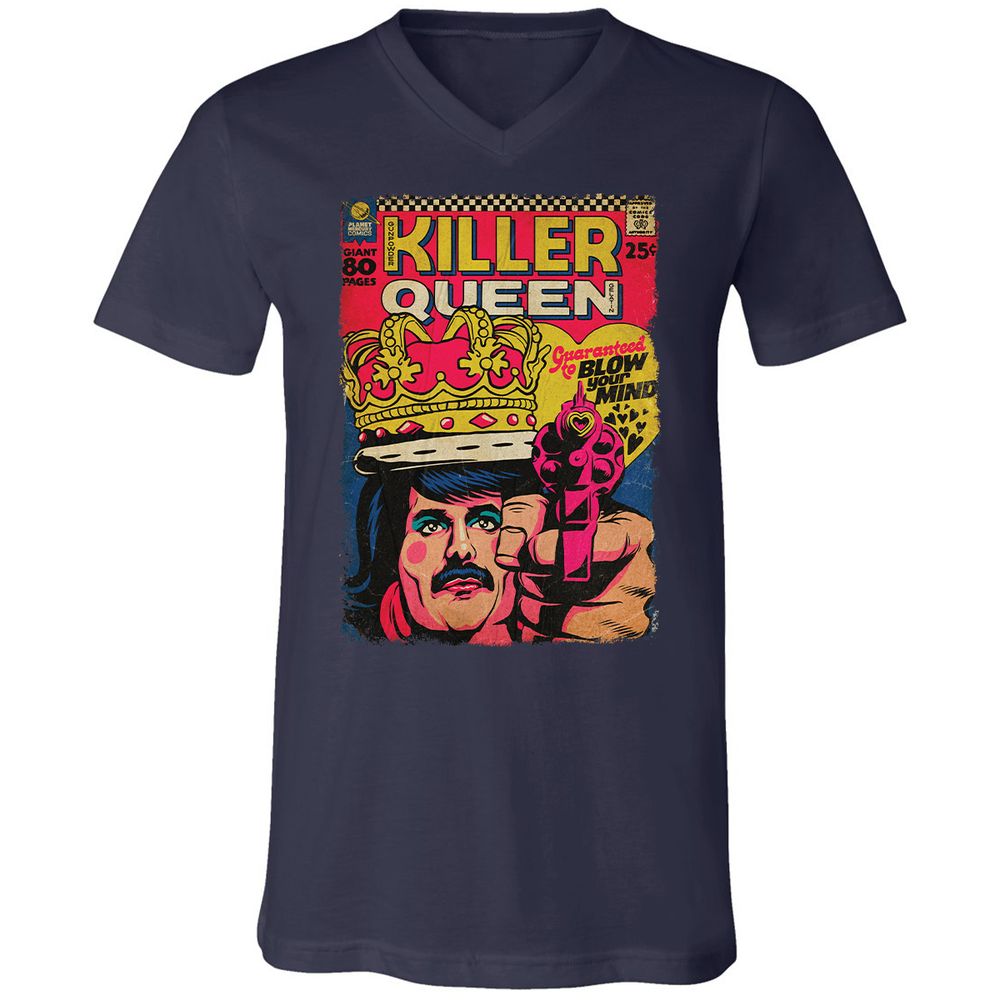Unisex V-Neck T-Shirt - 919DA3VK - Navy - 2