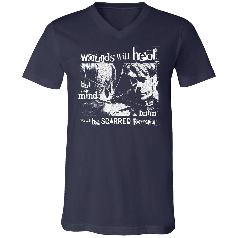 Unisex V-Neck T-Shirt - 2ERQLHBK - Navy - 2