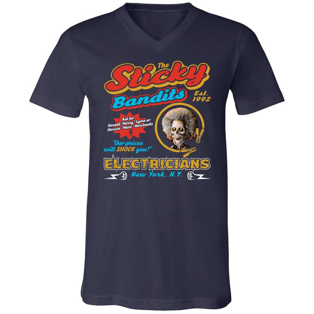 Unisex V-Neck T-Shirt - KJF7PV6Q - Navy - 2