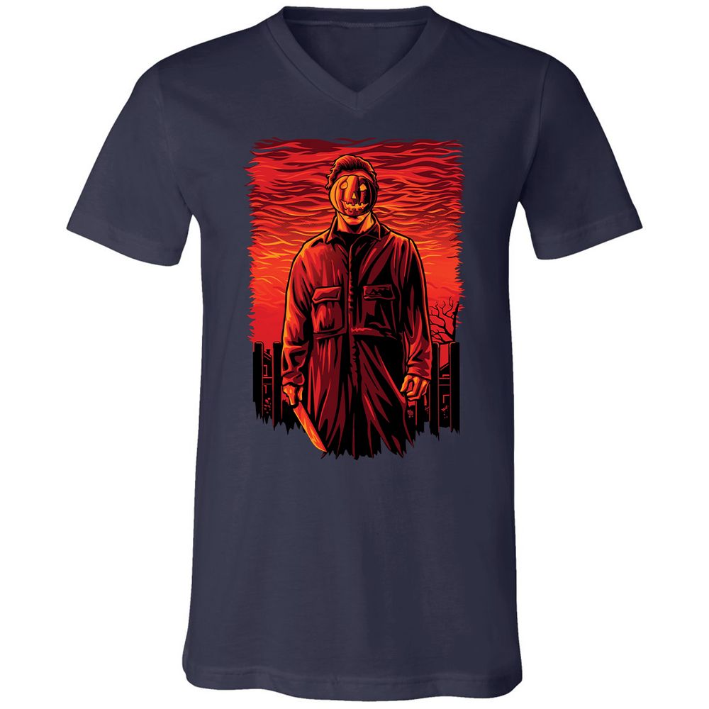 Unisex V-Neck T-Shirt - F22K7U5P - Navy - 2
