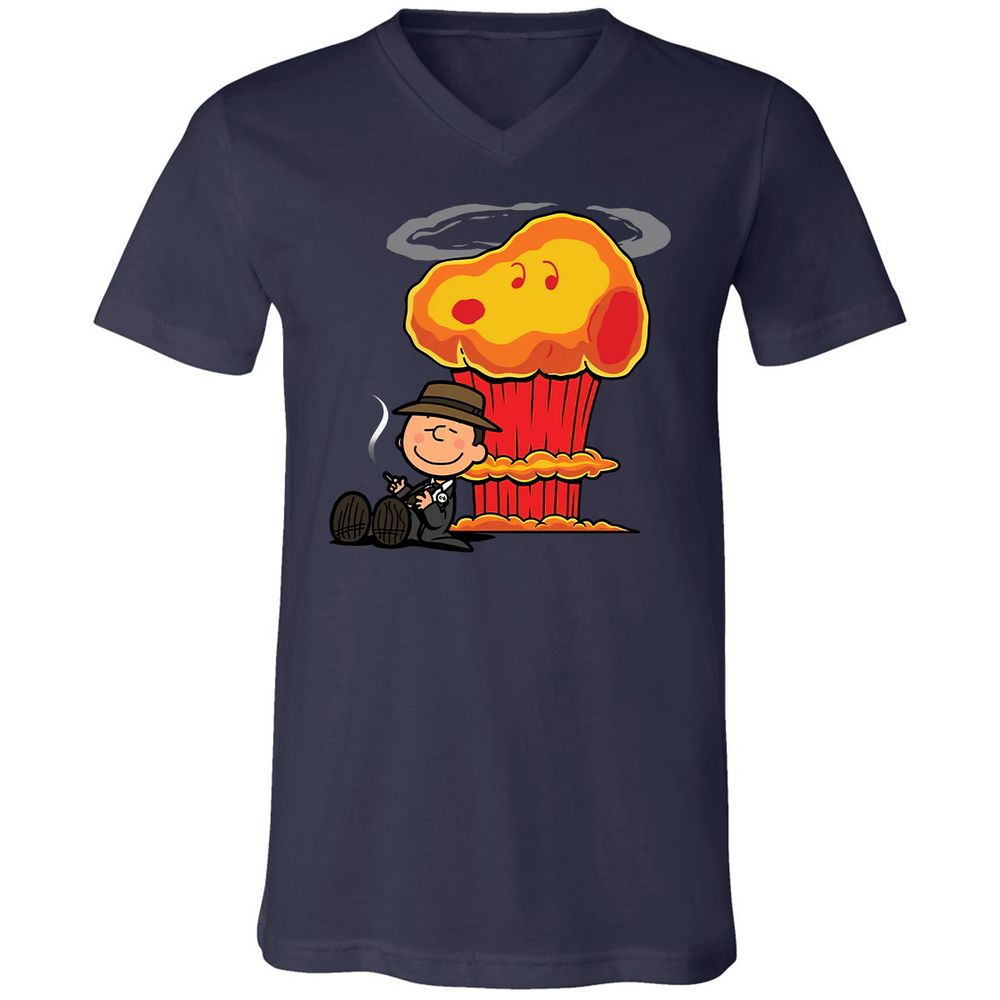 Unisex V-Neck T-Shirt - BQUSWZV5 - Navy - 2