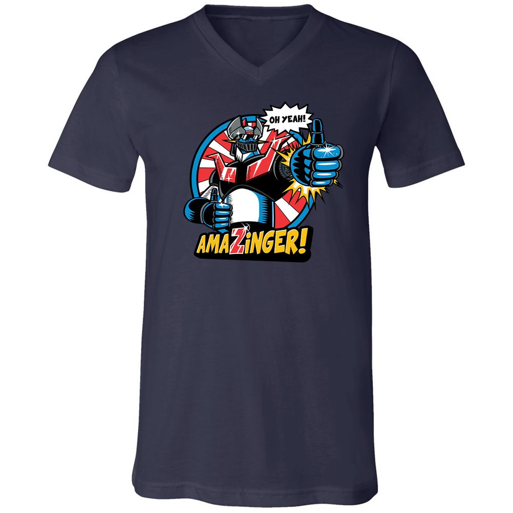 Unisex V-Neck T-Shirt - FELA2ZEM - Navy - 2