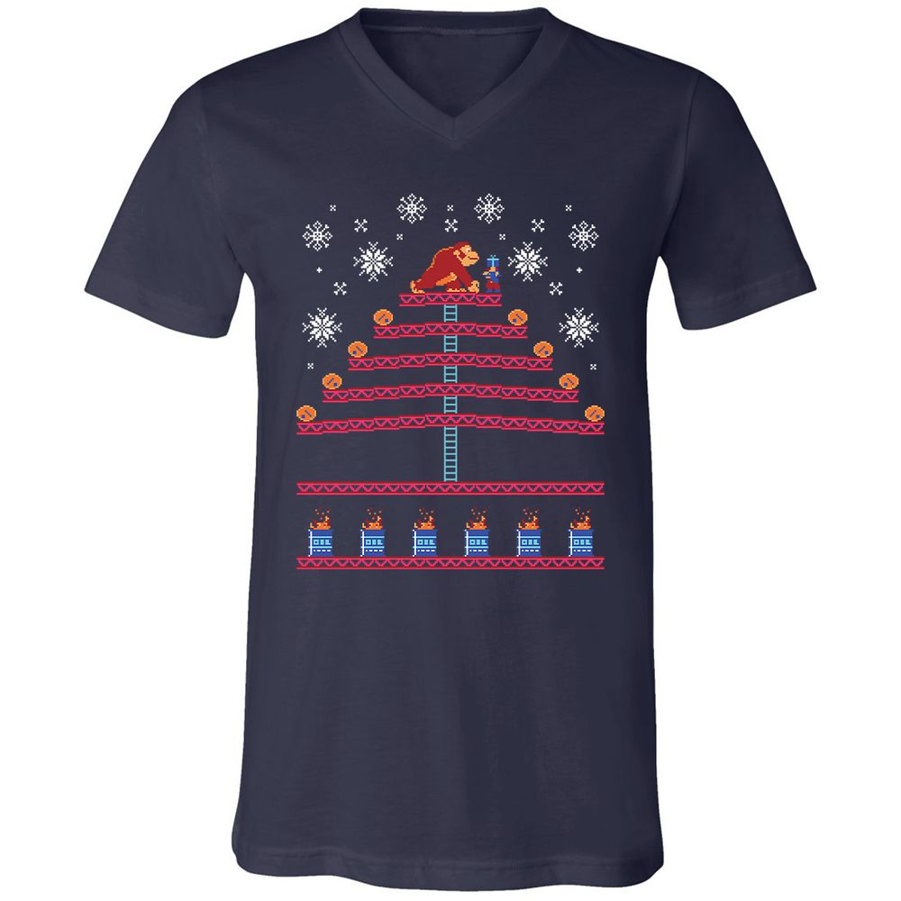 Unisex V-Neck T-Shirt - KQKNH9ZD - Navy - 2