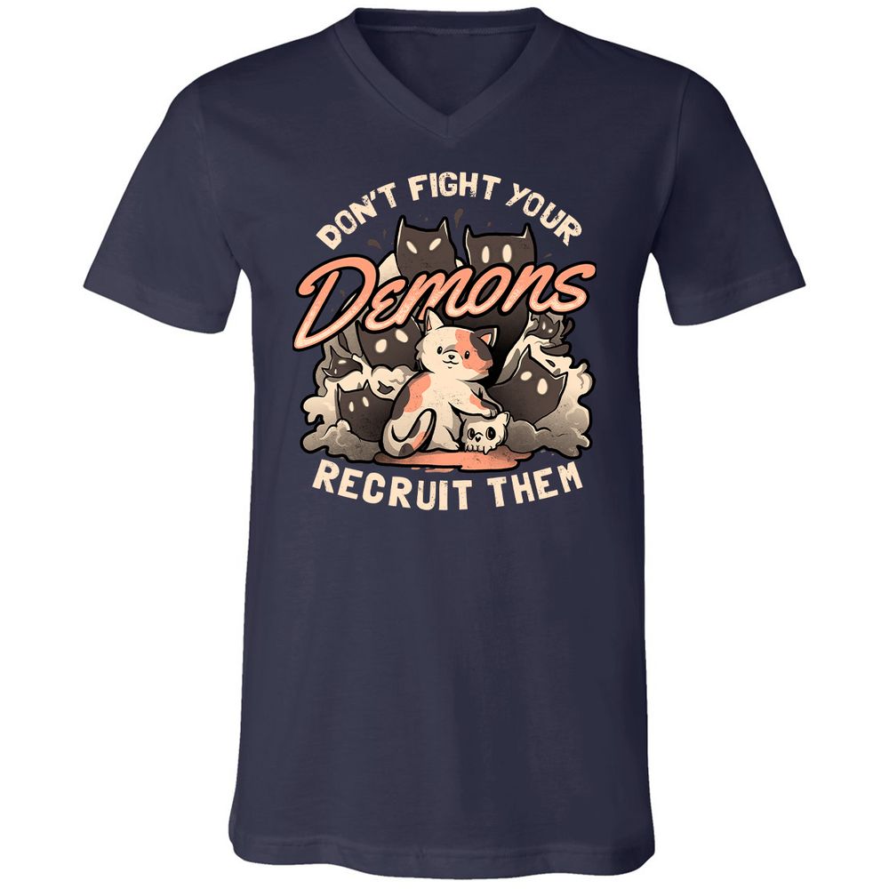 Unisex V-Neck T-Shirt - ZFXYENYW - Navy - 2