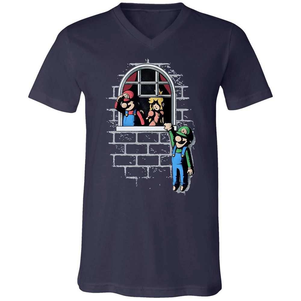 Unisex V-Neck T-Shirt - CBV7YKQQ - Navy - 2