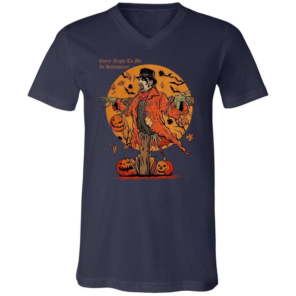 Unisex V-Neck T-Shirt - UZZTZLWU - Navy - 2