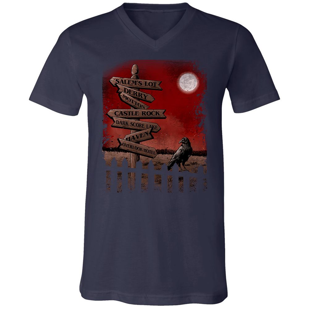 Unisex V-Neck T-Shirt - YWP7WBHF - Navy - 2