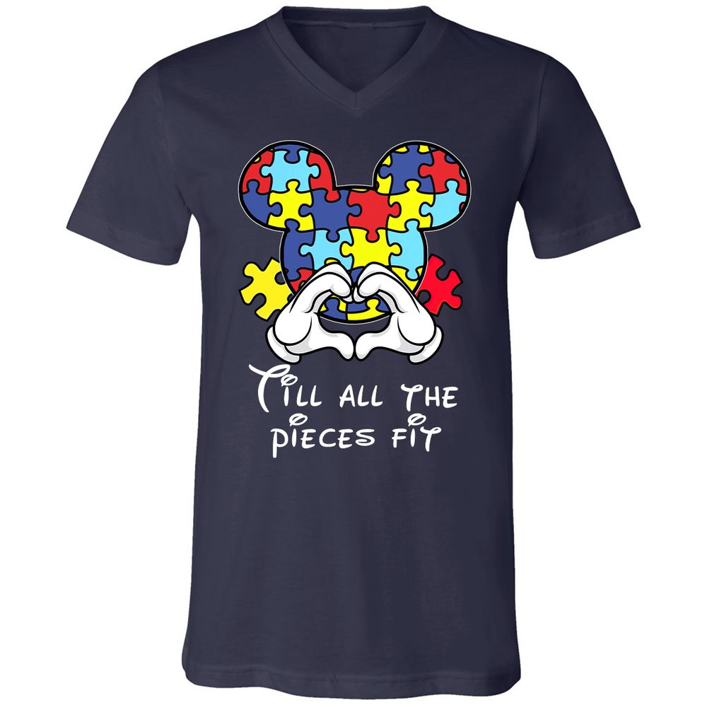 Unisex V-Neck T-Shirt - 358P94P9 - Navy - 2