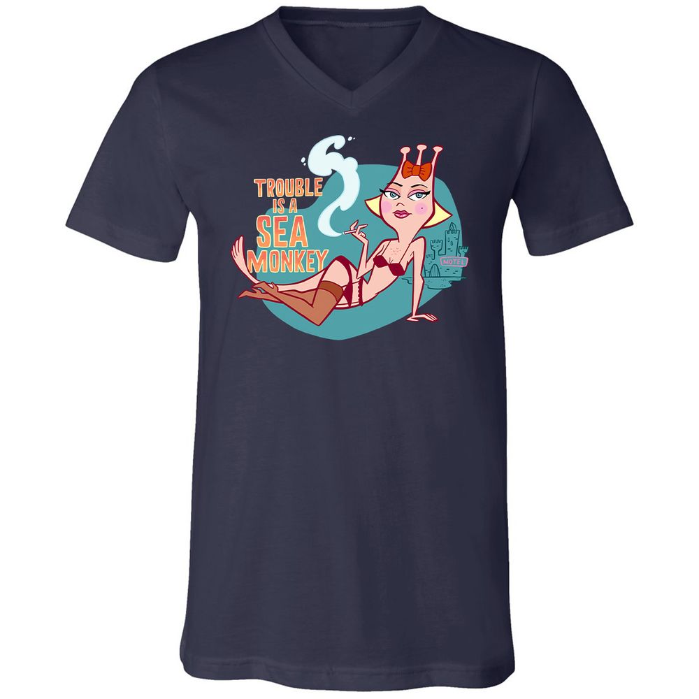 Unisex V-Neck T-Shirt - ZTNHL4H8 - Navy - 2