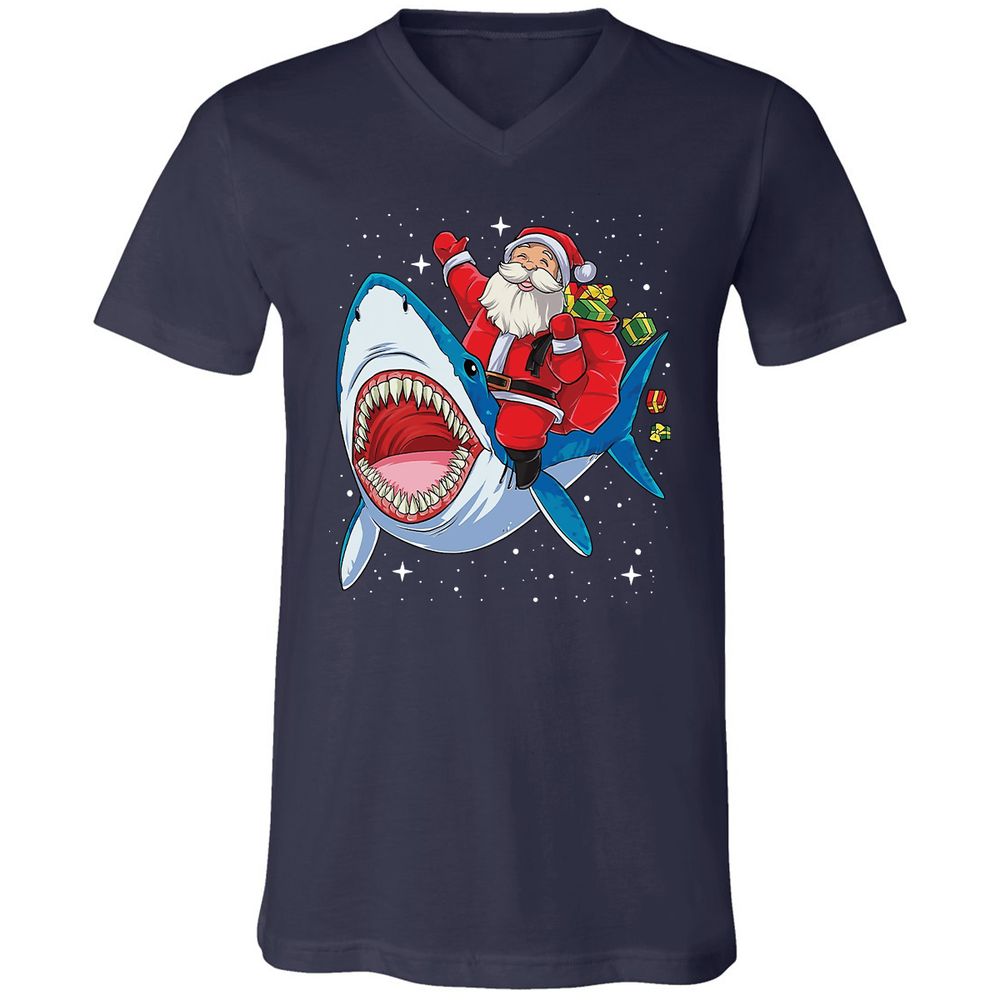 Unisex V-Neck T-Shirt - QE6P68LP - Navy - 2