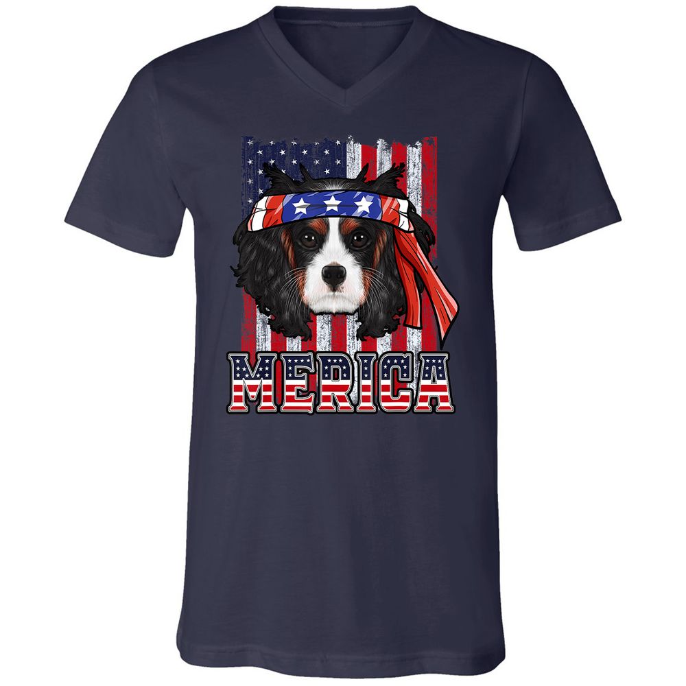 Unisex V-Neck T-Shirt - PRX98J7N - Navy - 2