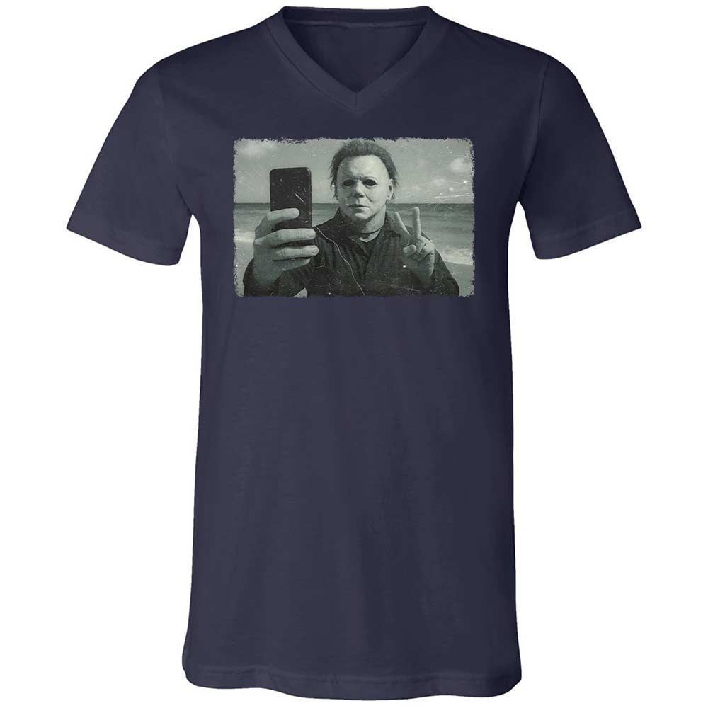 Unisex V-Neck T-Shirt - 8QT7X672 - Navy - 2