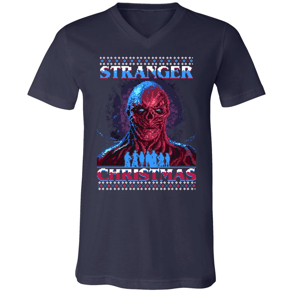 Unisex V-Neck T-Shirt - Y43QEJYS - Navy - 2